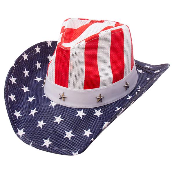 WESTERN AMERICAN STAR STRIPE PATTERN COWBOY HAT