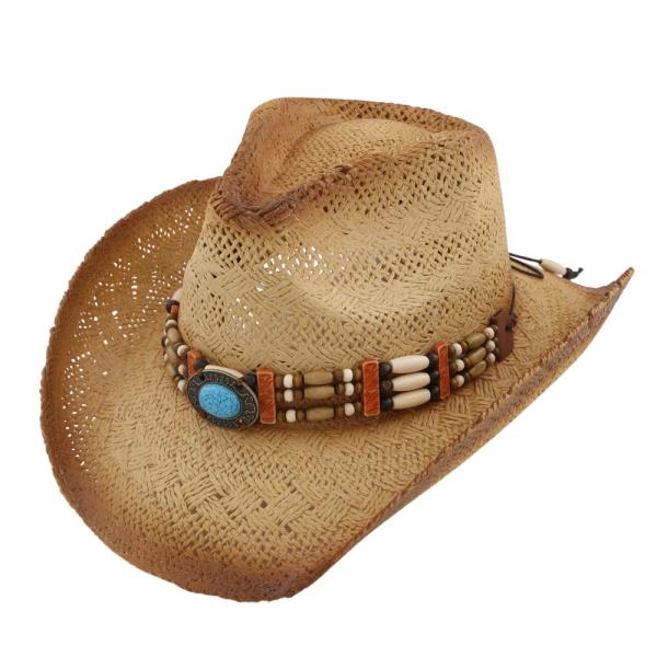 FASHION STONE BEAD DESIGN WESTERN HAT