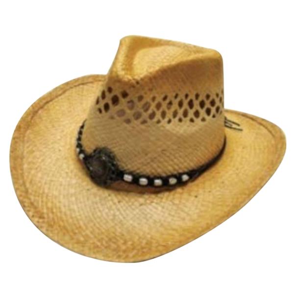 BUTTERFLY BEAD VENTED STRAW COWBOY HAT