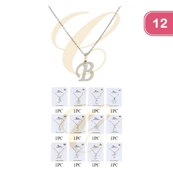 FASHION INITIAL PENDANT NECKLACE (12 UNITS)