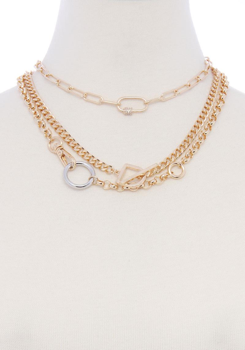 3 LAYERED METAL CHAIN NECKLACE