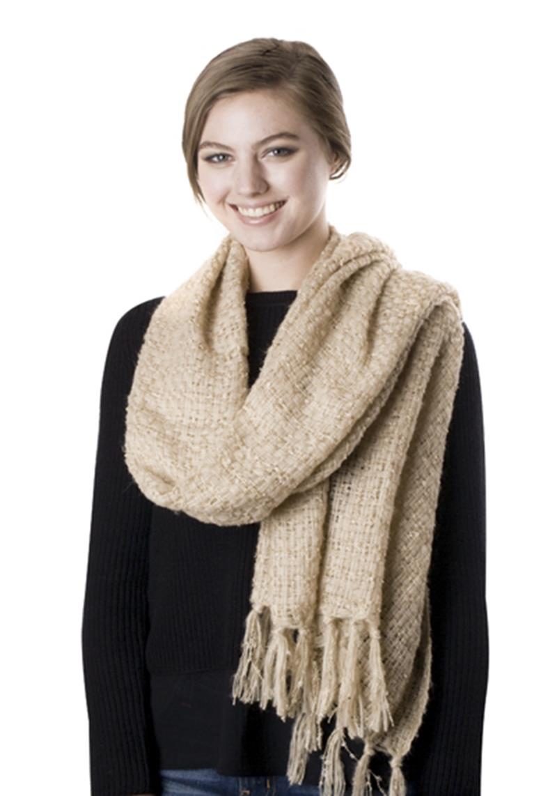 SOLID KNIT SCARF WITH FRINGE