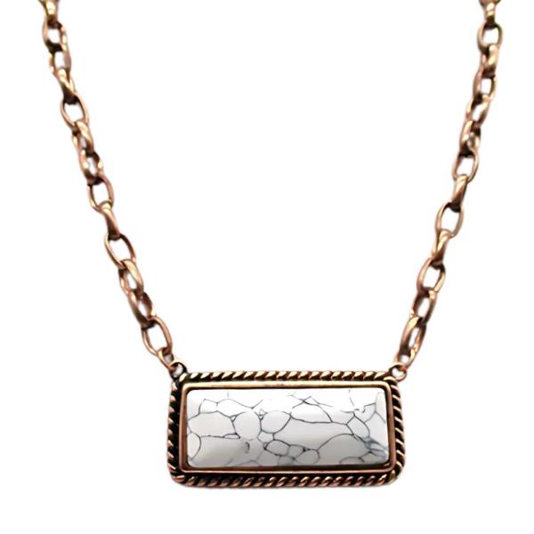 RECTANGLE PENDANT CIRCLE LINK METAL NECKLACE