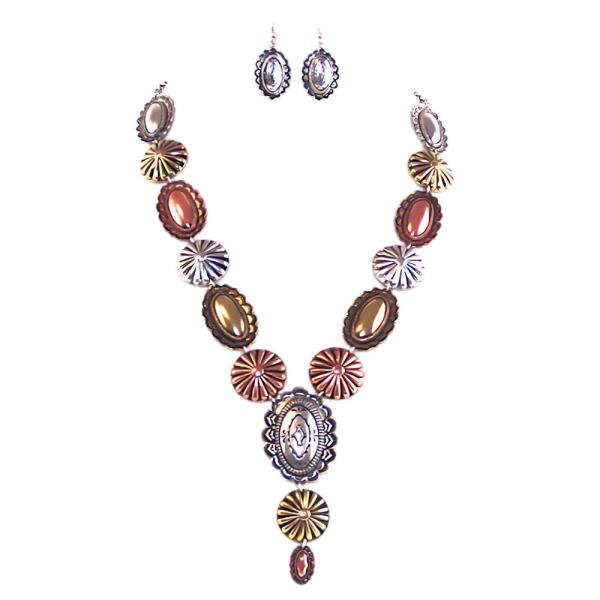 WESTERN STYLE FLOWER NECKLACE EARRING SET