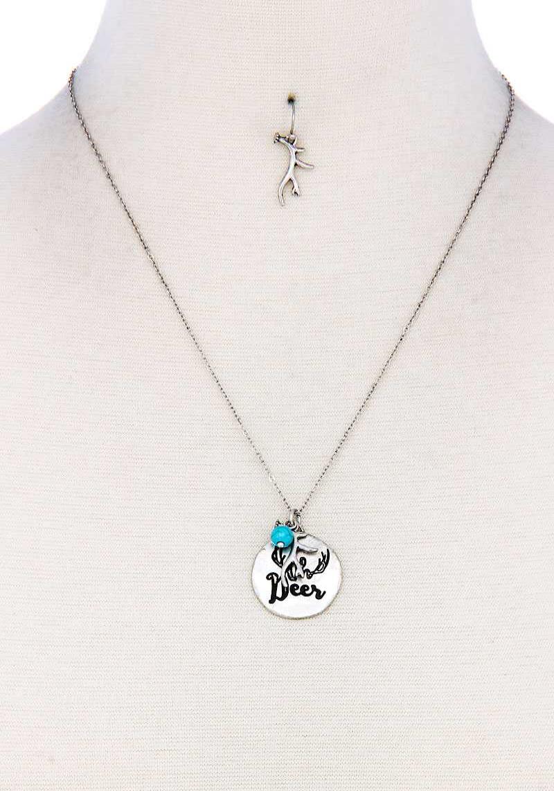 OH DEER PENDANT NECKLACE AND EARRING SET
