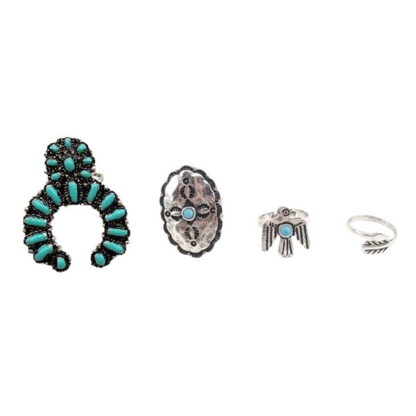 RODEO WESTERN CONCHO ASSORTED METAL RING SET
