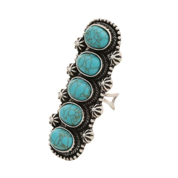 WESTERNN FAUX STONE METAL RING