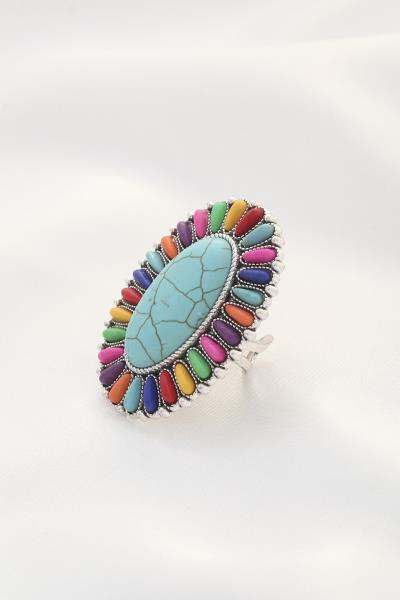 COLOR BEAD OVAL ADJUSTBALE RING SET