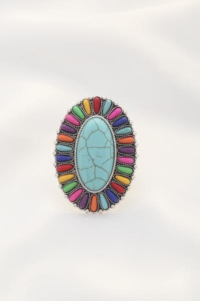 COLOR BEAD OVAL ADJUSTBALE RING SET