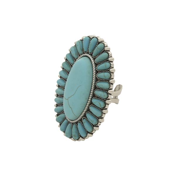 COLOR BEAD OVAL ADJUSTBALE RING SET