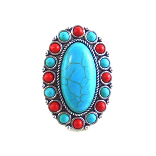 WESTERN STYLE METAL MARBING STONE RING