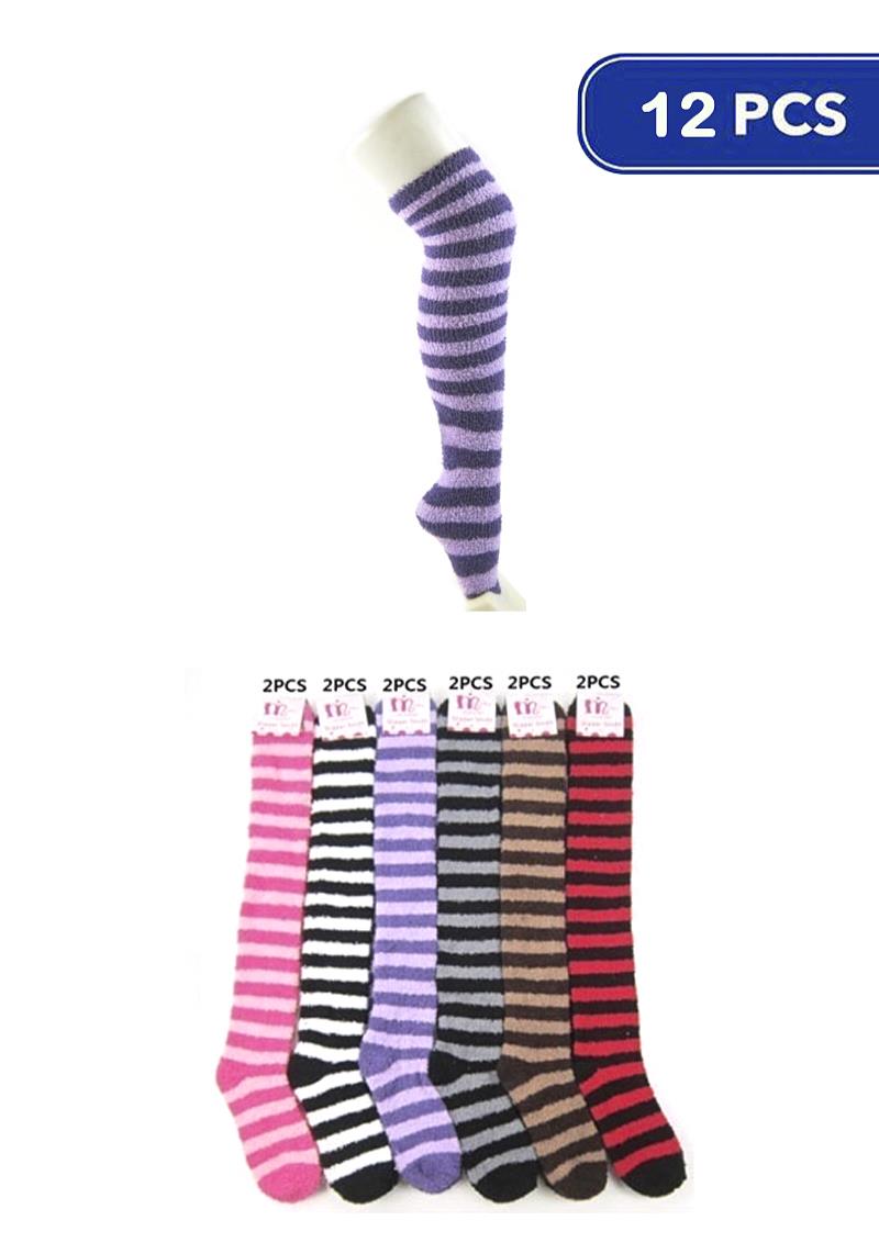 FASHION STRIPE LONG COZY SOCKS (12 UNITS)