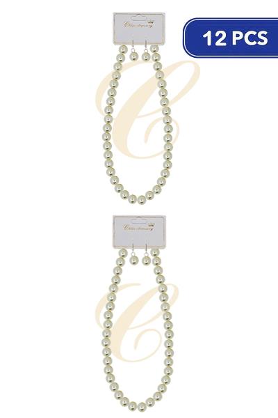 FASHION PEARL NECKLACE EARRING SET (12 UNITS)