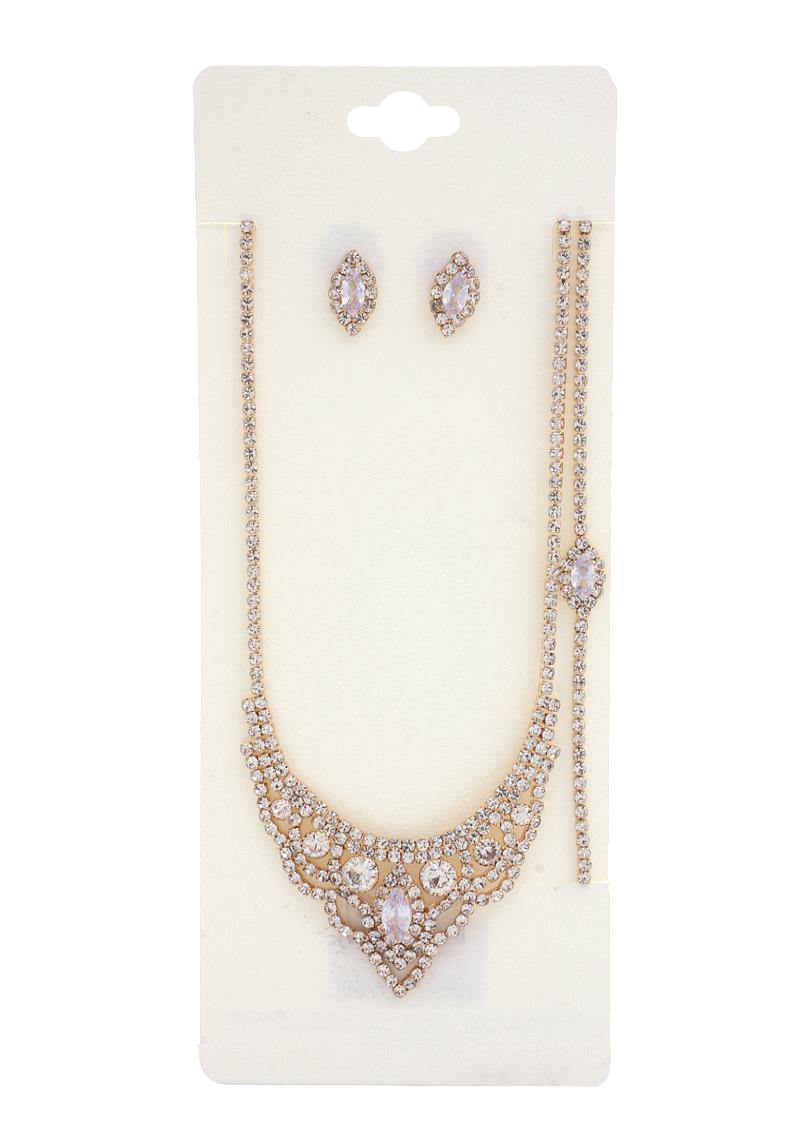 MARQUISE V SHAPE RHINESTONE BRACELET NECKLACE