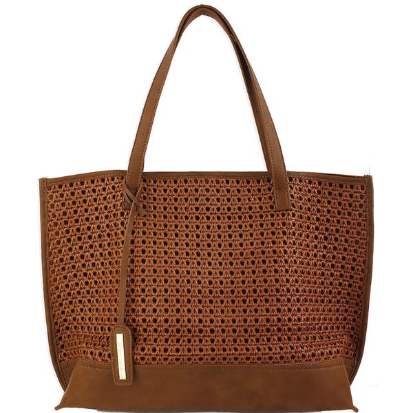 STREET LEVEL CHIC WOVEN SHOPPER BAG