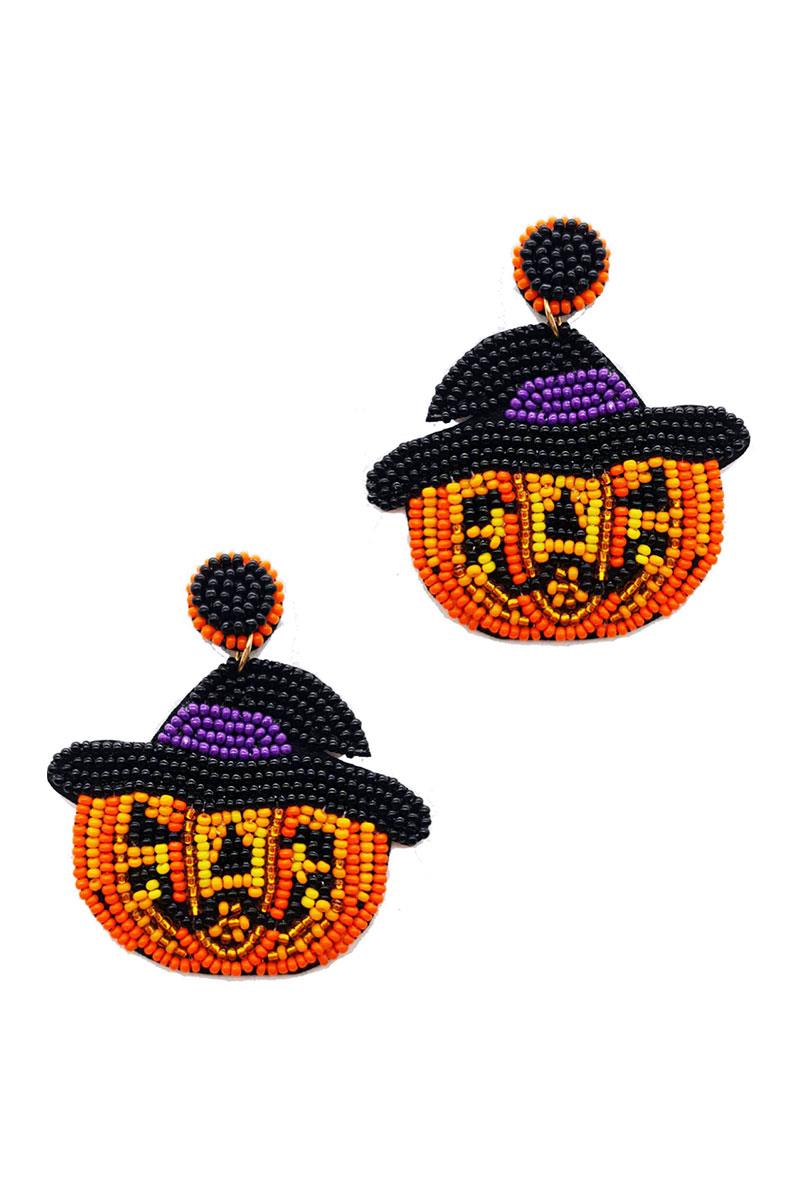 Halloween Beaded Pumpkin Earring