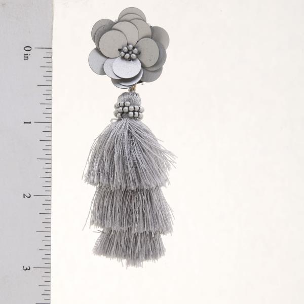 FLOWER TASSEL DANGLE EARRING