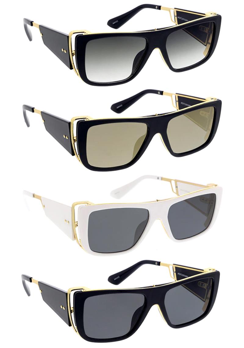 COMBO LARGE RECTANGULAR FUTURISTIC FRAME SUNGLASSES 1DZ