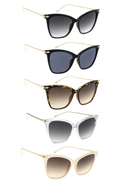 CAT EYE METAL TEMPLES SUNGLASSES 1DZ