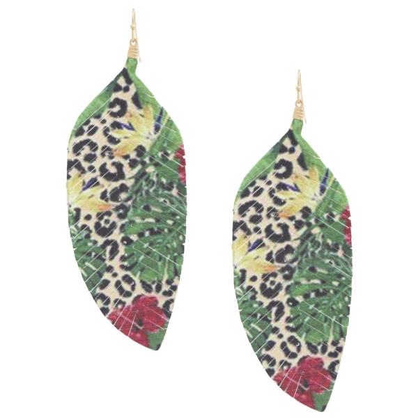 ANIMAL PRINT POINTED OVAL DANGLE EARRING