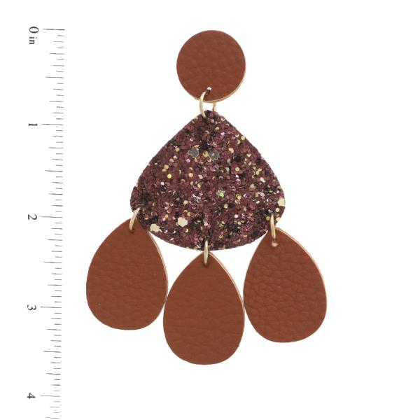 LEATHER GLITTER DANGLE EARRING