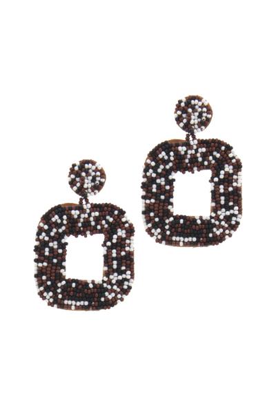 SQUARE SEED BEAD POST DROP EARRING