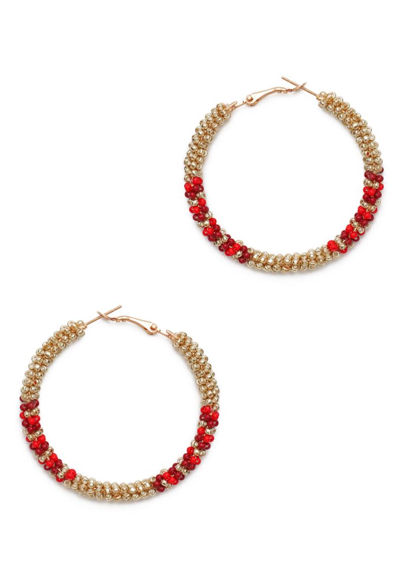 SEED BEAD HOOP EARRING