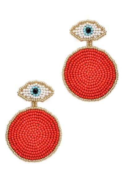 SEED BEAD ROUND EVIL EYES EARRING