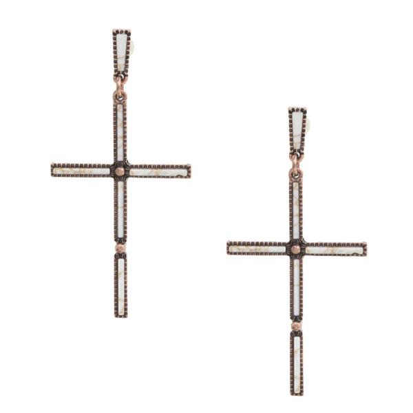 RODEO WESTERN CROSS DANGLE EARRING