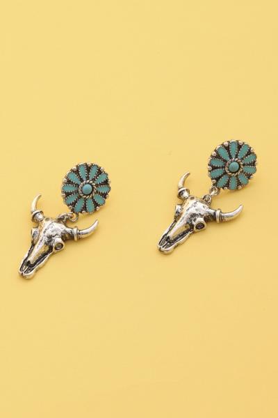 CATTLE SKULL DANGLE EARRING