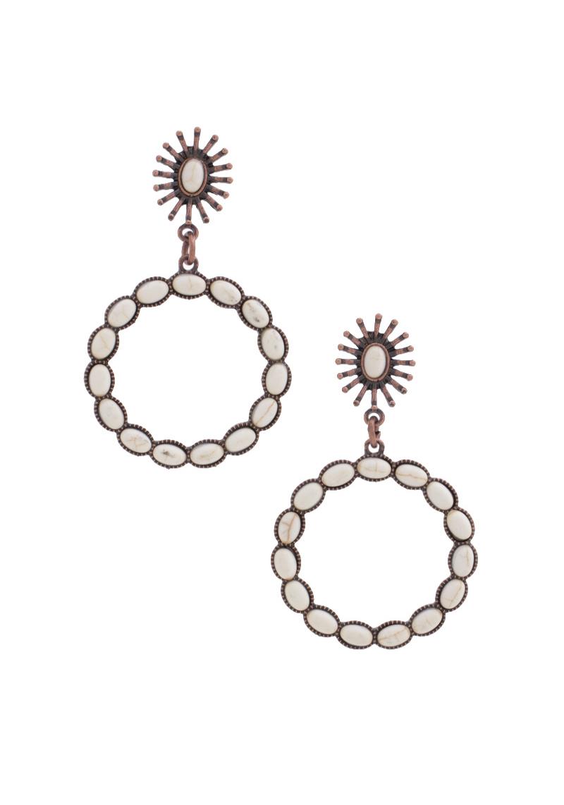 RUSTIC FLOWER BEADED DANGLE EARRING