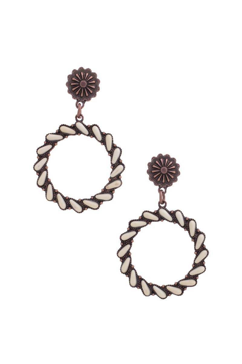 FLOWER BEADED DANGLE EARRING