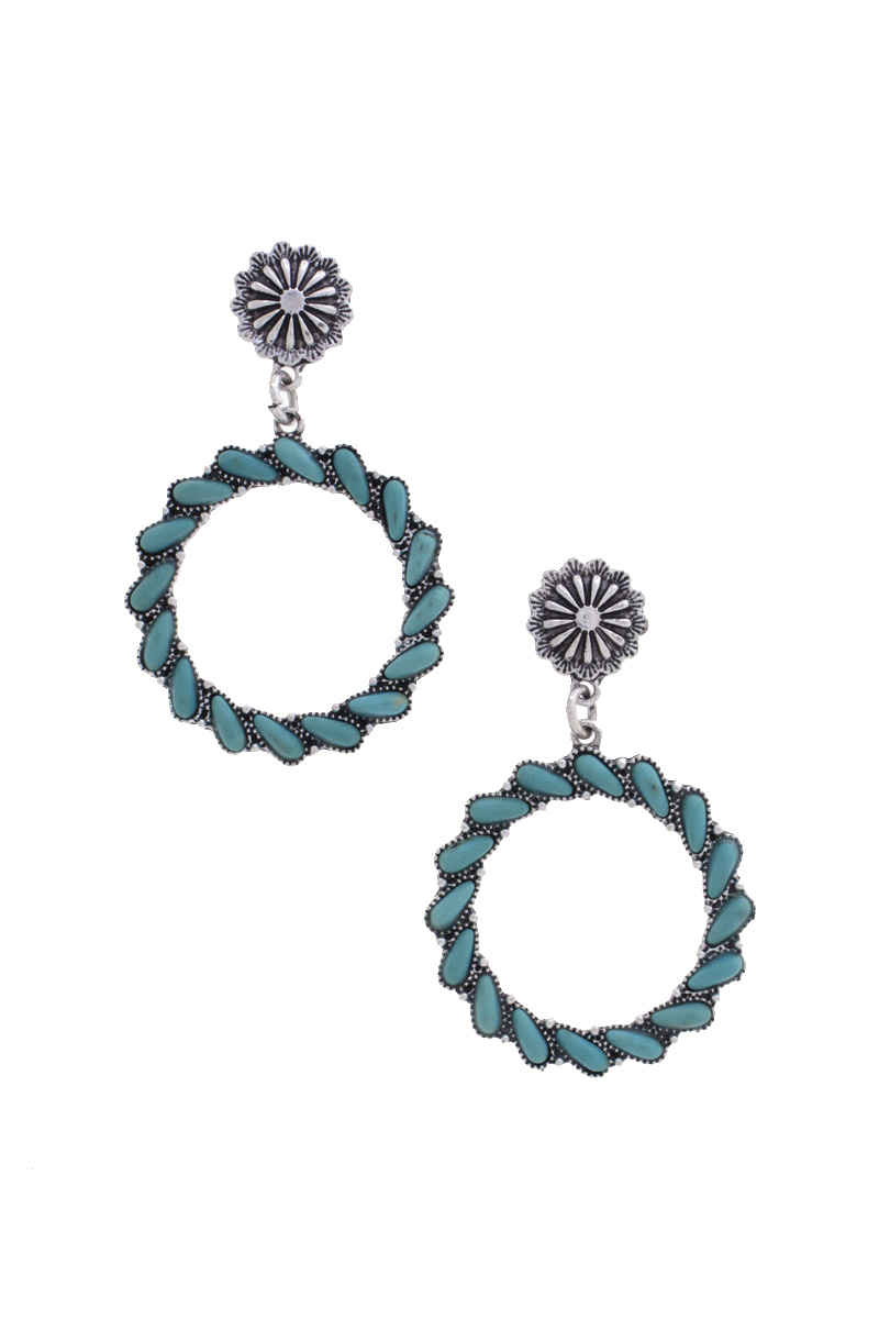 FLOWER BEADED DANGLE EARRING