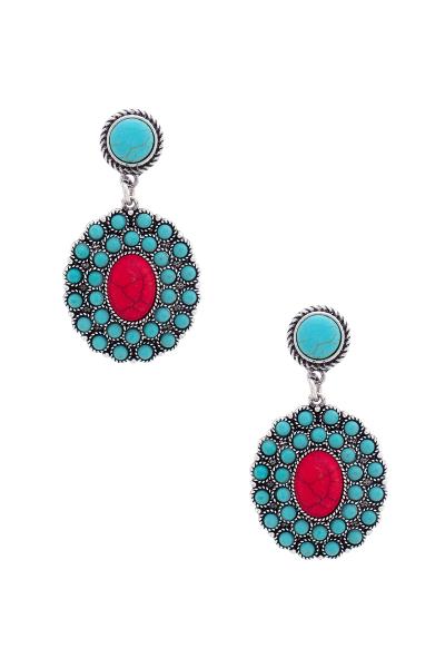 FASHION OVAL MULTI PEARL STONE ROUND EARRING