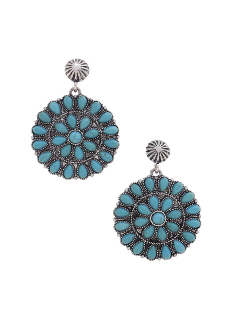 RODEO WESTERN CONCHO DROP EARRING