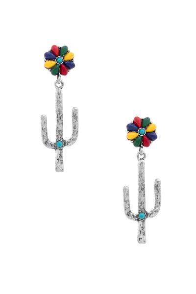 STYLISH ROUND FLOWER CACTUS EARRING