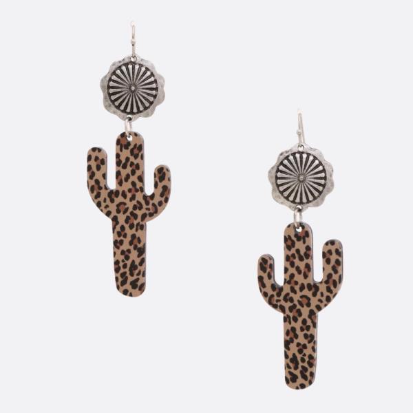 CACTUS TROPIC DESIGN CRICLE DROP EARRING