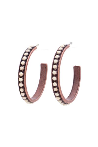 FASHION MULTI TURQUOISE STONE METAL OPEN HOOP EARRING