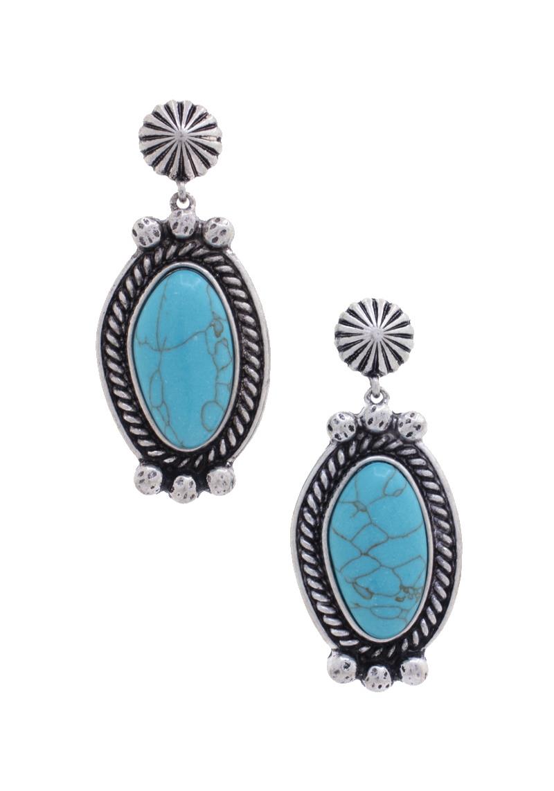 WESTERN  OVAL POST DROP EARRING