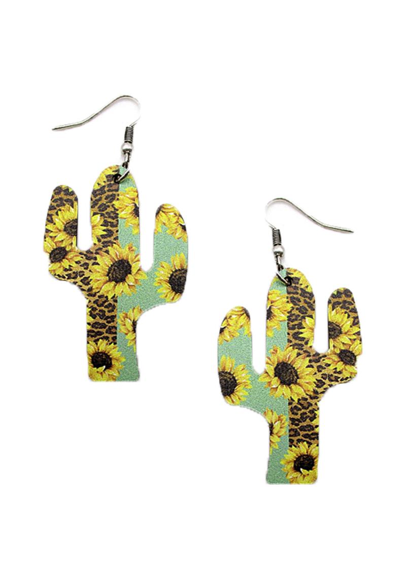 CACTUS SUNFLOWER PATTERN DROP EARRING