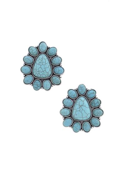 WESTERN STYLE NATURAL STONE FLOWER EARRING