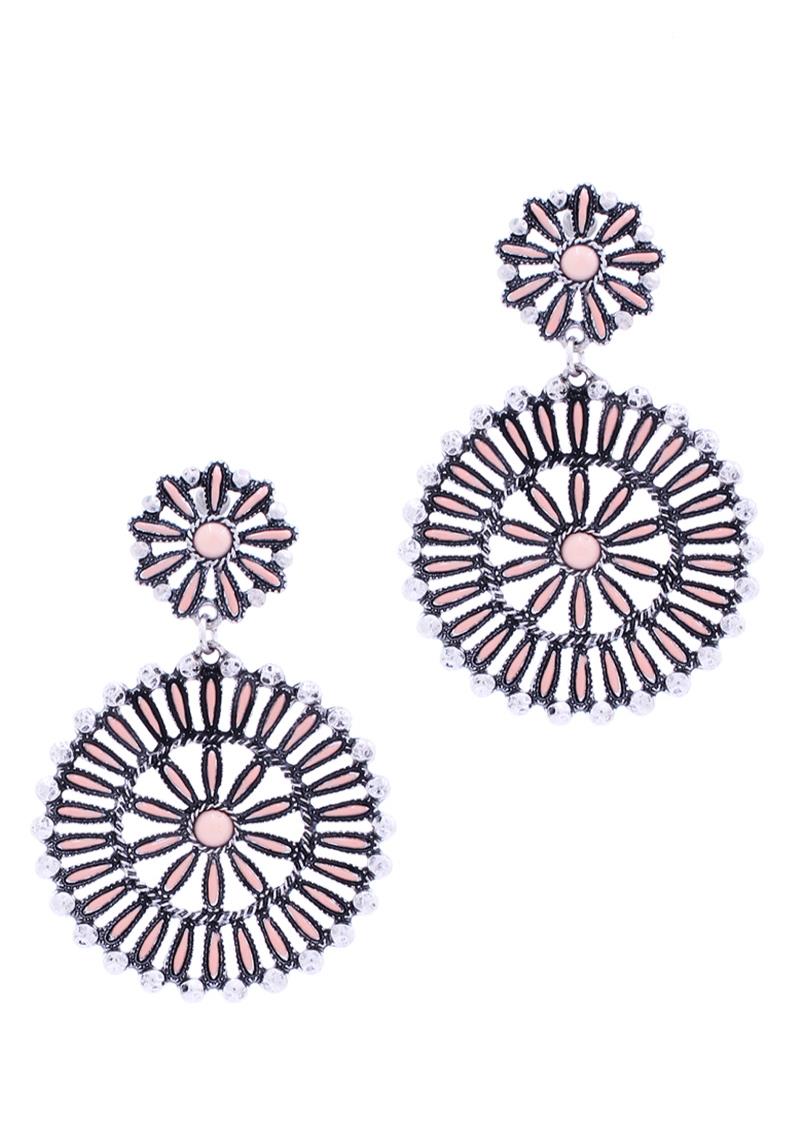 WESTERN STYLE FLOWER PATTERN DANGLE EARRING