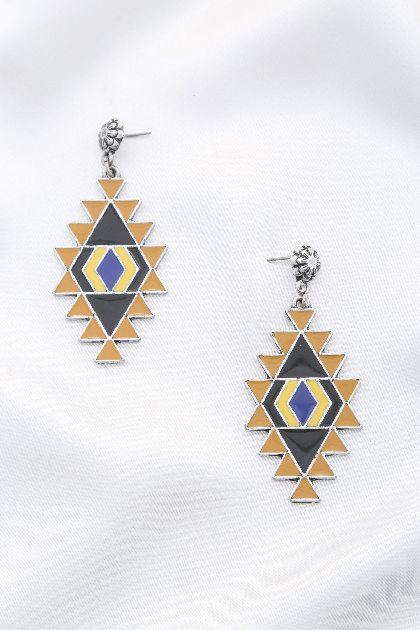 RODEO WESTERN PATTERN METAL DANGLE EARRING