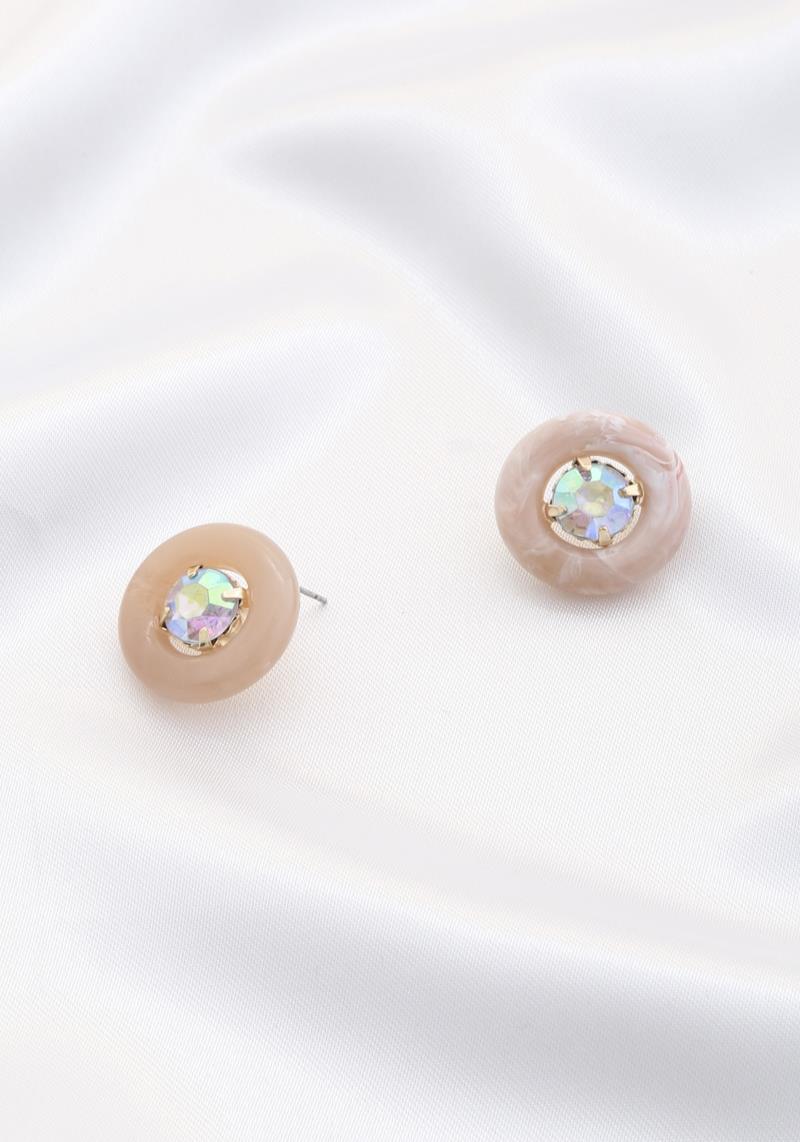 ACRYLIC ROUND CRYSTAL POST EARRING