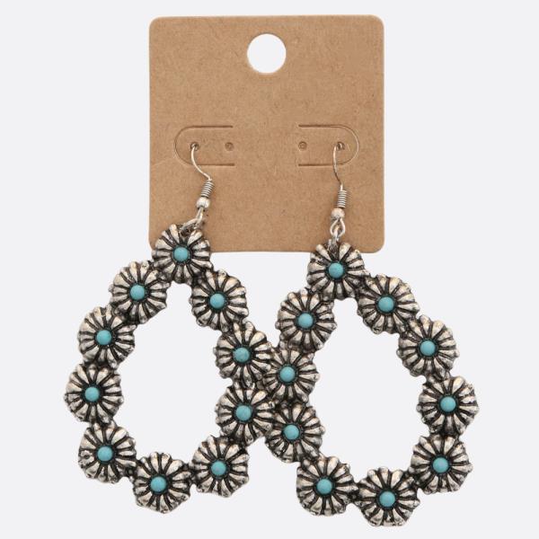 WESTERN STYLE TEARDROP FLOWER DANGLE EARRING