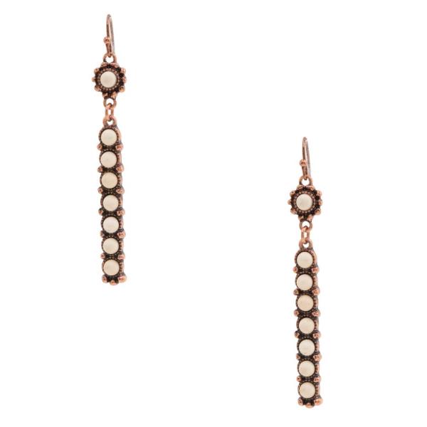 BEADED LONG BAR DANGLE EARRING