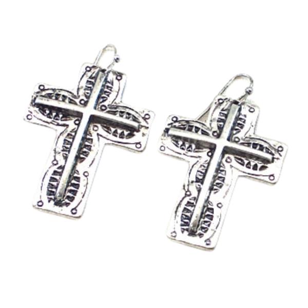 WESTERN STYLE CROSS DANGLE EARRING