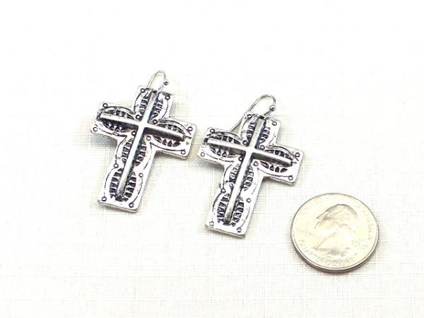 WESTERN STYLE CROSS DANGLE EARRING