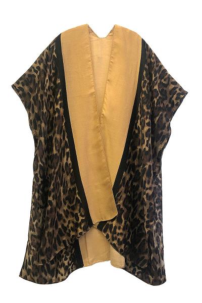 TWO TONE LEOPARD PRINT KIMONO