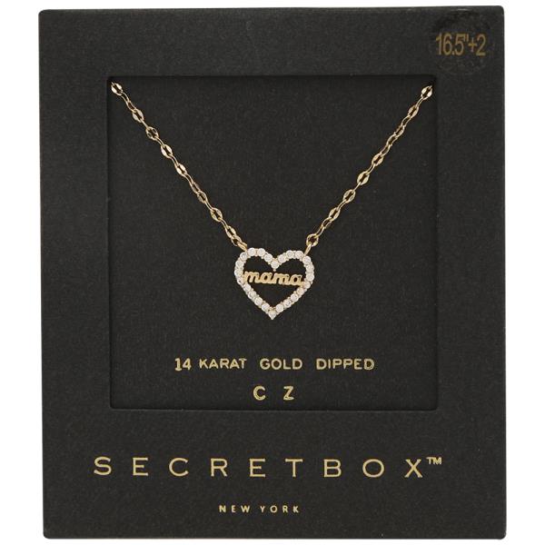SECRET BOX GOLD DIPPED HEART MAMA CHARM NECKLACE